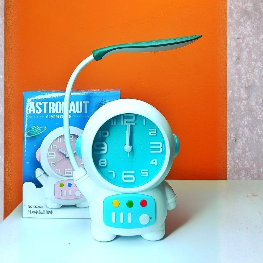 Creative Astronaut Table Lamp with Alarm Clock for Students & Kids Bedroom